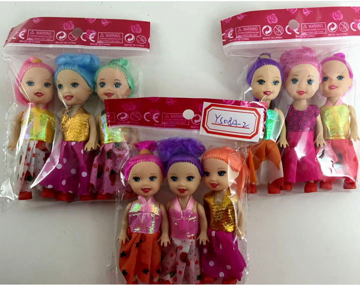 3.5寸娃娃小凱莉蛋糕烘焙玩具娃娃 芭芘巴比洋娃娃動漫搪膠公仔  3.5寸三只小凱莉娃娃