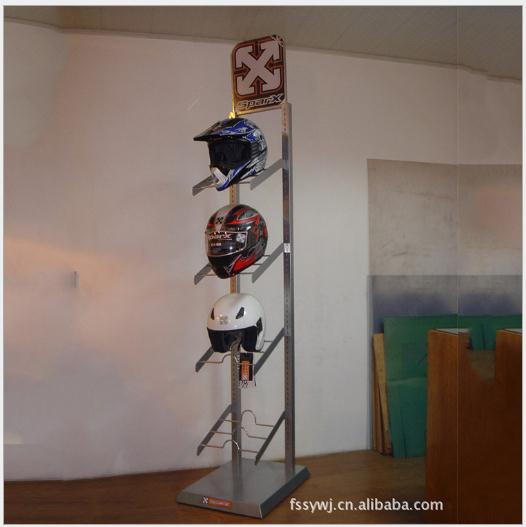 薦 雙面旋轉(zhuǎn)展示架 拆裝式頭盔展示架 金屬掛鉤黑色頭盔展架