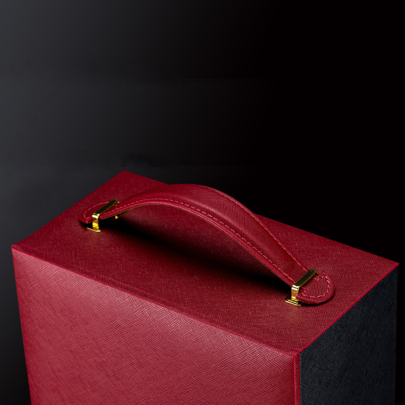 芯銳輕奢皮盒新款雙支紅酒包裝皮盒定制通用葡萄酒禮品包裝皮盒