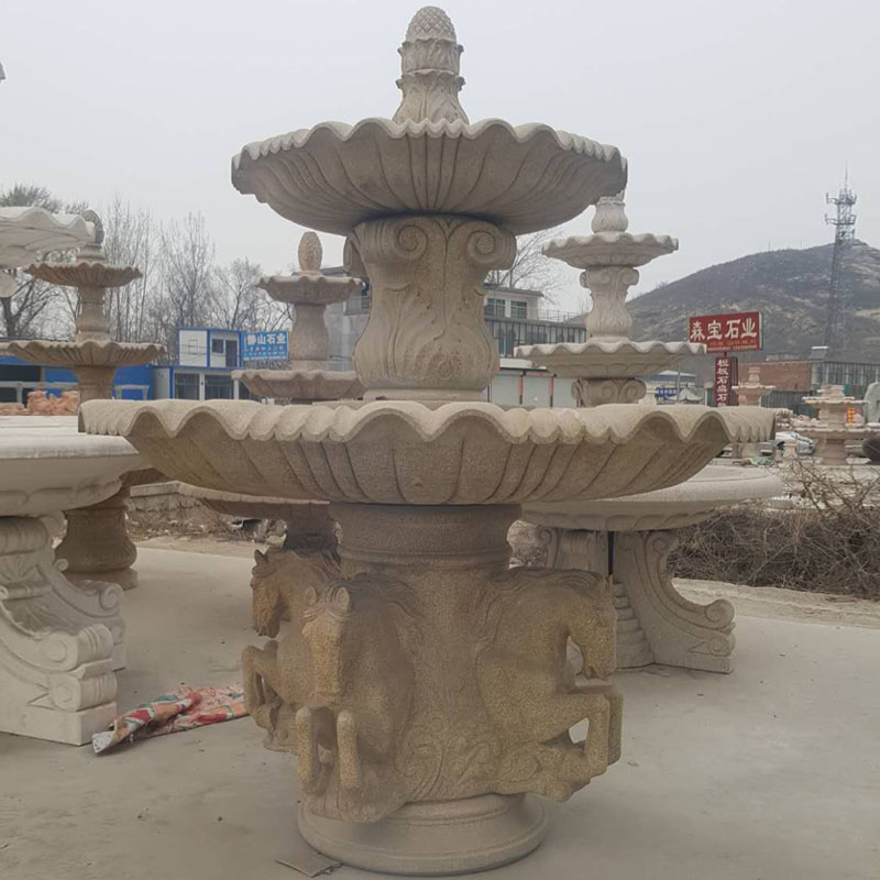 供應(yīng)噴泉石雕西方人噴泉流水擺件漢白玉雙層噴泉大理石噴泉廠家直銷