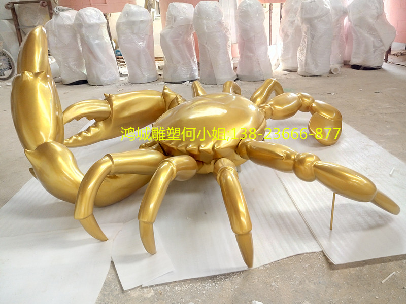 迎賓形象玻璃鋼螃蟹雕塑點(diǎn)綴海鮮城 仿真生物雕塑