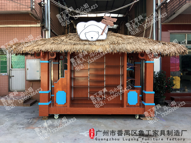 防腐木售貨車 小吃推車 商場花車木質(zhì) 流動販賣車 定做小木屋