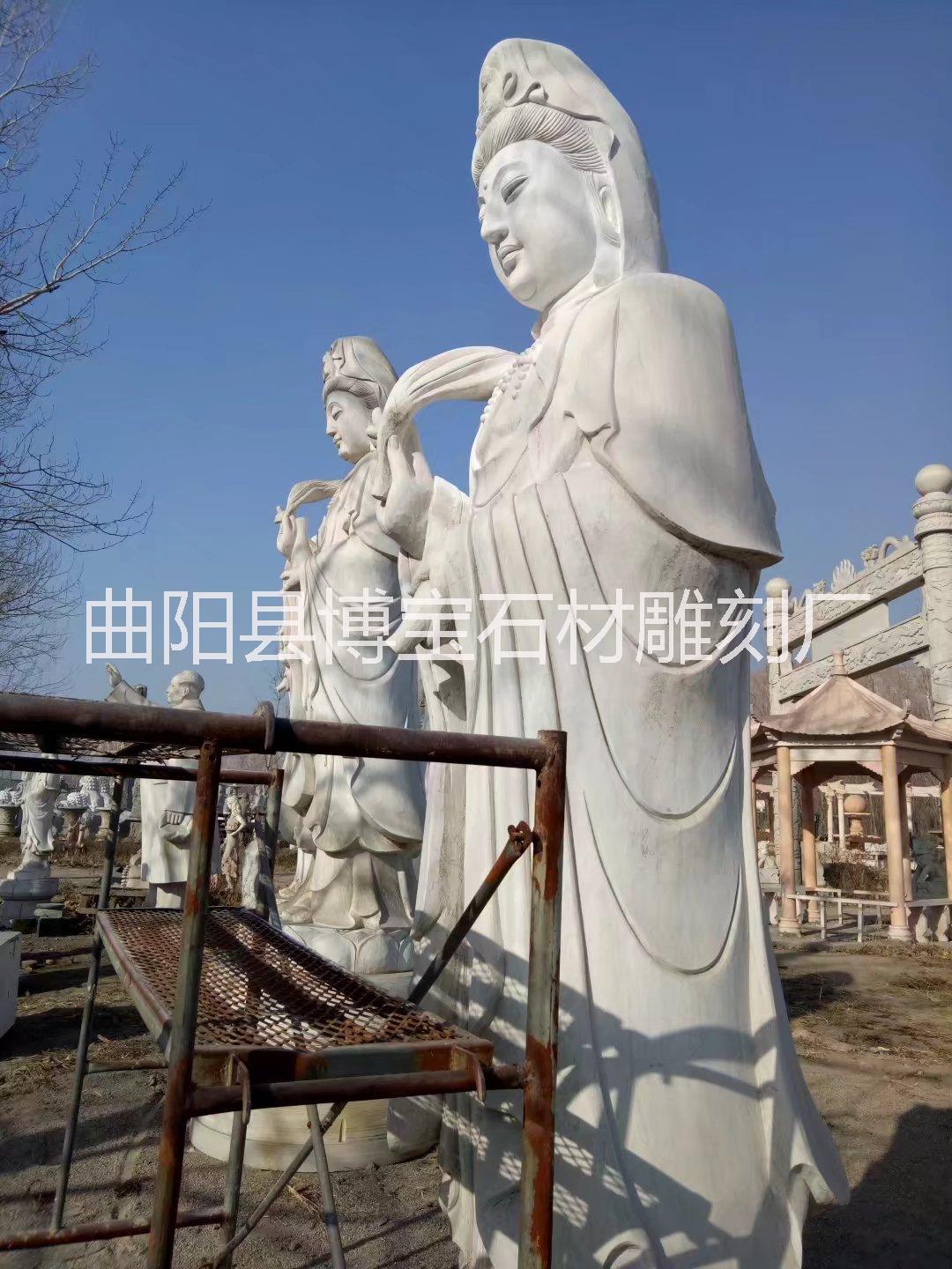 大型漢白玉石雕觀音佛像  寺廟大理石站觀音雕塑 現(xiàn)貨供應(yīng)廠家
