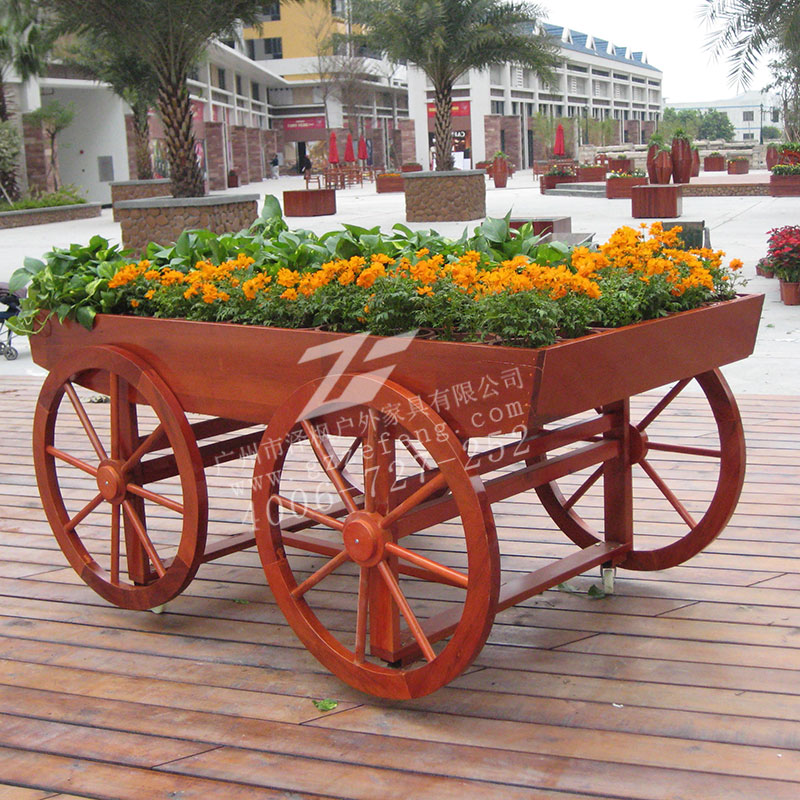 實木種花花車 戶外防腐木花車 木質(zhì)花車 綠化工程裝飾花車