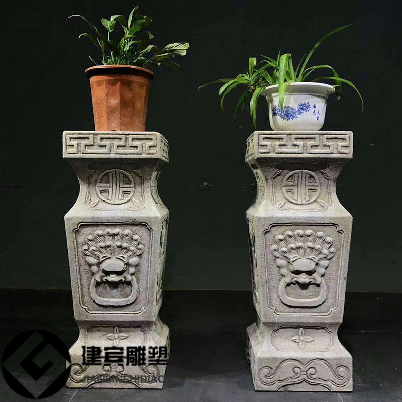 花架石雕花臺(tái)柱子中式花托庭院盆景架裝飾擺件