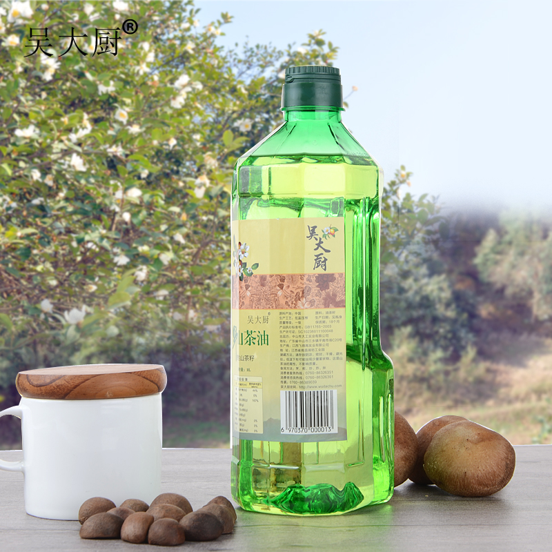 吳大廚野山茶油1L 農(nóng)家純茶油食用油物理壓榨植物茶籽油月子油 吳大廚山茶油