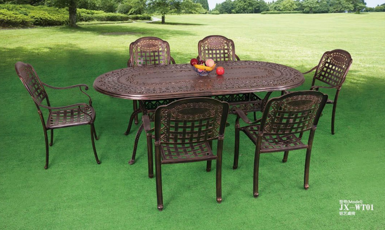 正格橢圓長臺桌椅  戶外休閑桌椅生產(chǎn)定做 戶外鑄鋁家具生產(chǎn)廠家