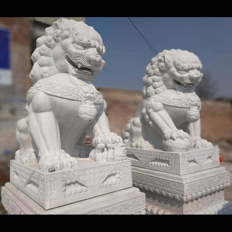 供應(yīng)石獅子漢白玉獅子一對(duì)看門(mén)晚霞紅石獅子鎮(zhèn)宅招財(cái)青石獅子祭祀擺件