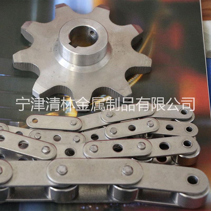 寧津清林工業(yè)鏈條不銹鋼雙節(jié)距大滾珠鏈條 非標(biāo)定做鏈條 帶彎板附件鏈條 大節(jié)距鏈條
