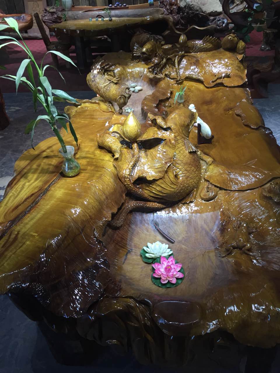同升木藝  金絲楠木“清廉”流水大茶臺  云南茶臺  景洪茶臺