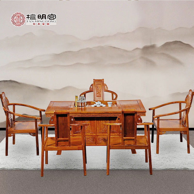 檀明宮紅木家具紫檀寶鼎茶臺(tái)