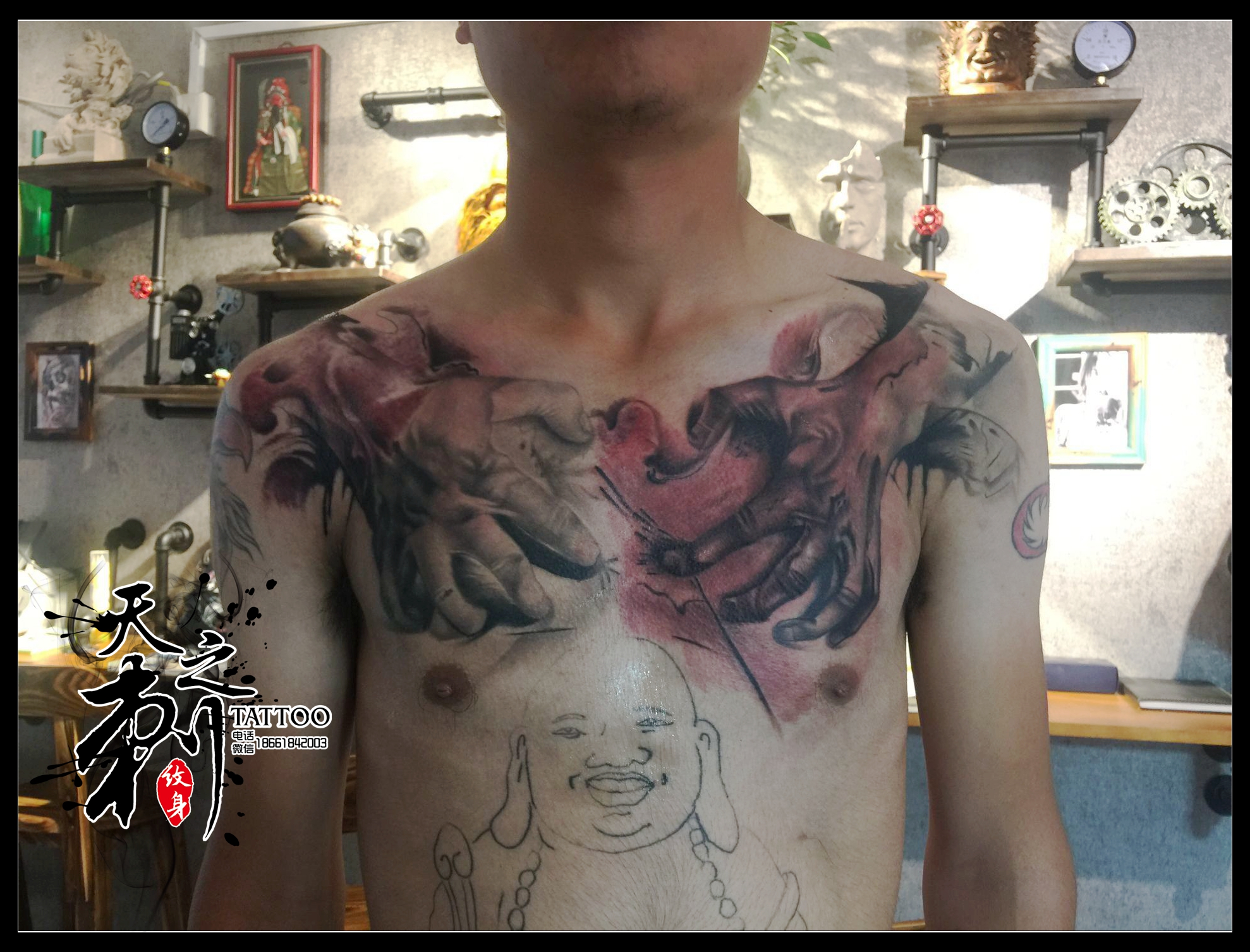 花胸紋身圖案  浪花紋身圖案