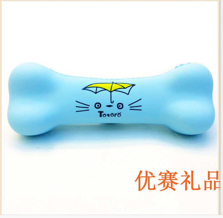 糖果色骨頭形硅膠筆袋 創(chuàng)意學(xué)生 文具袋爆款手拿零錢包定制LOGO