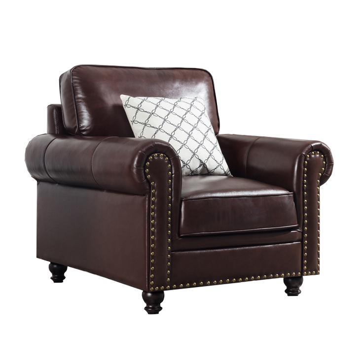 真皮沙發(fā)頭層牛皮質(zhì)美式客廳家具小戶型單人三人組合羽絨單雙人位