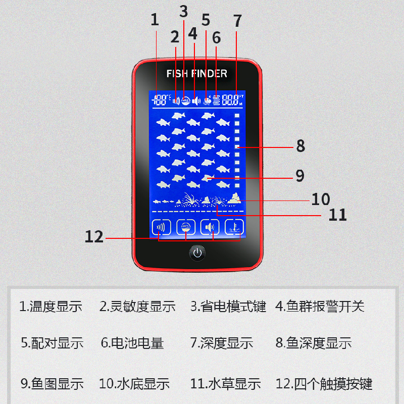 爾暢無線探魚器觸摸彩屏無線釣魚漁具