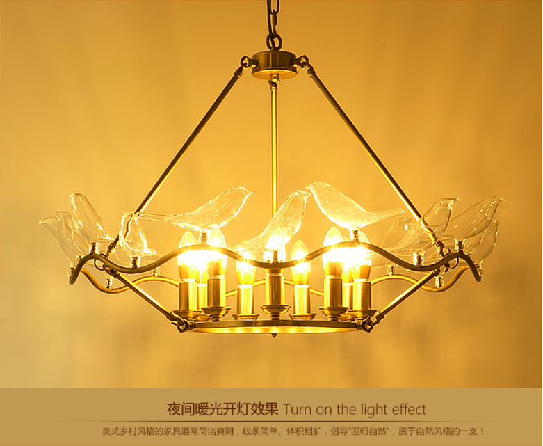 北歐輕奢后現(xiàn)代小鳥玻璃吊燈 客廳餐廳奢華電鍍金創(chuàng)意藝術(shù)燈具