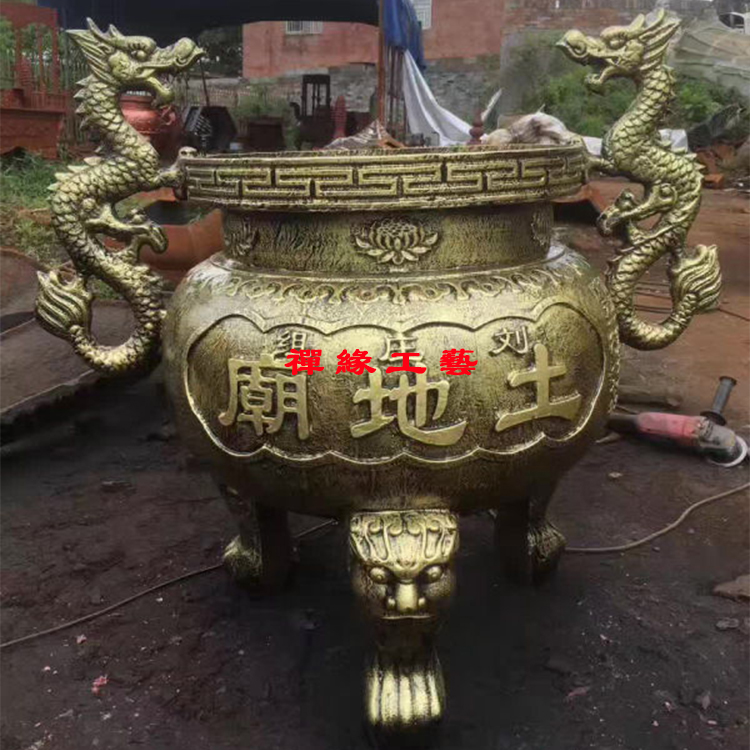 圓形平口龍耳香爐，土地廟關(guān)帝宮鑄鐵香爐，福建天后宮香爐供應(yīng)商