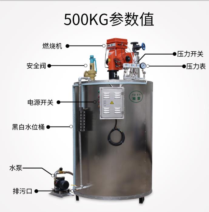 立式500kg燃氣蒸汽發(fā)生器食品工業(yè)鍋爐