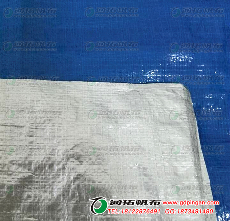 供應(yīng)蓋貨藍(lán)銀布南韓布制品掛車蓋貨*防水布東莞通拓布料公司
