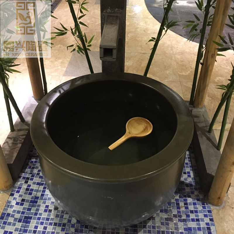 定做1.2米青花陶瓷大缸溫泉洗浴缸陶瓷泡澡缸廠家 陶瓷洗浴缸