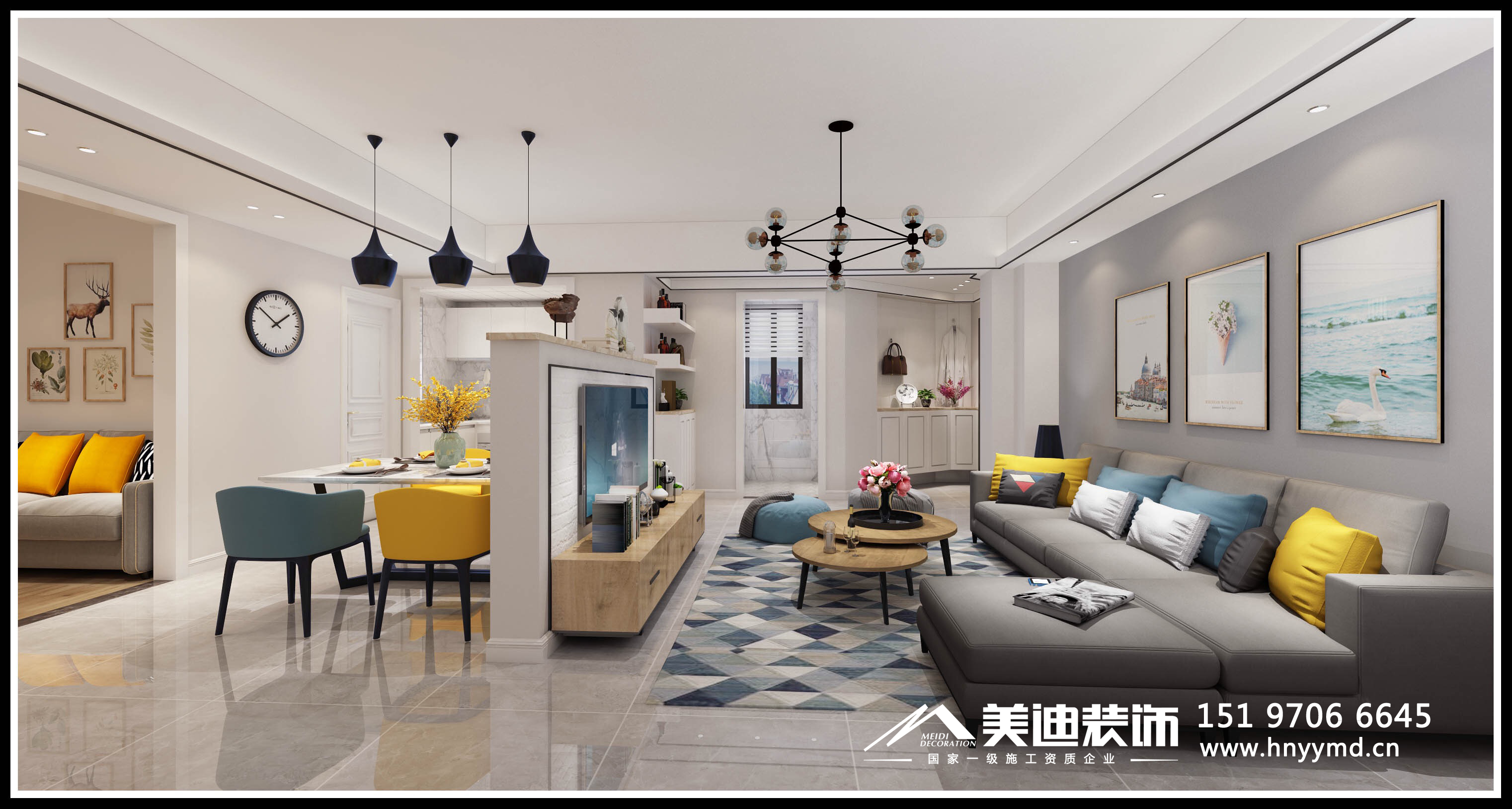 岳陽美迪裝飾在佳匯華庭105平米二房二廳改三房二廳時(shí)尚現(xiàn)代風(fēng)格設(shè)計(jì)