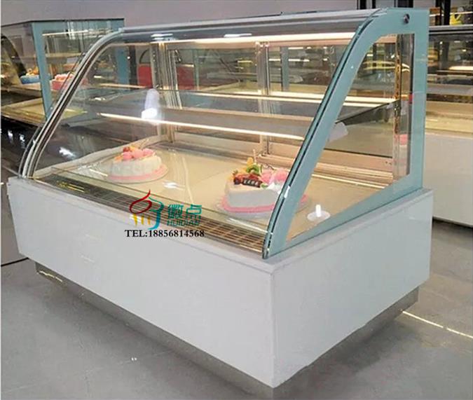 弧形蛋糕保鮮柜定做 雙層弧形吧臺(tái)甜品柜 慕斯展示柜
