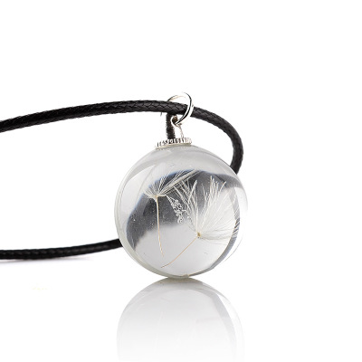 自然森系飾品 四葉草項鏈玻璃干花 吊墜 速賣通貨源*