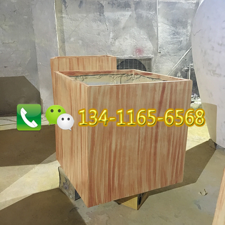 定制 玻璃鋼正方形花盆雕塑 戶外大型玻璃鋼仿木紋花箱雕塑 園林景觀玻璃纖維花盆雕塑廠家直銷