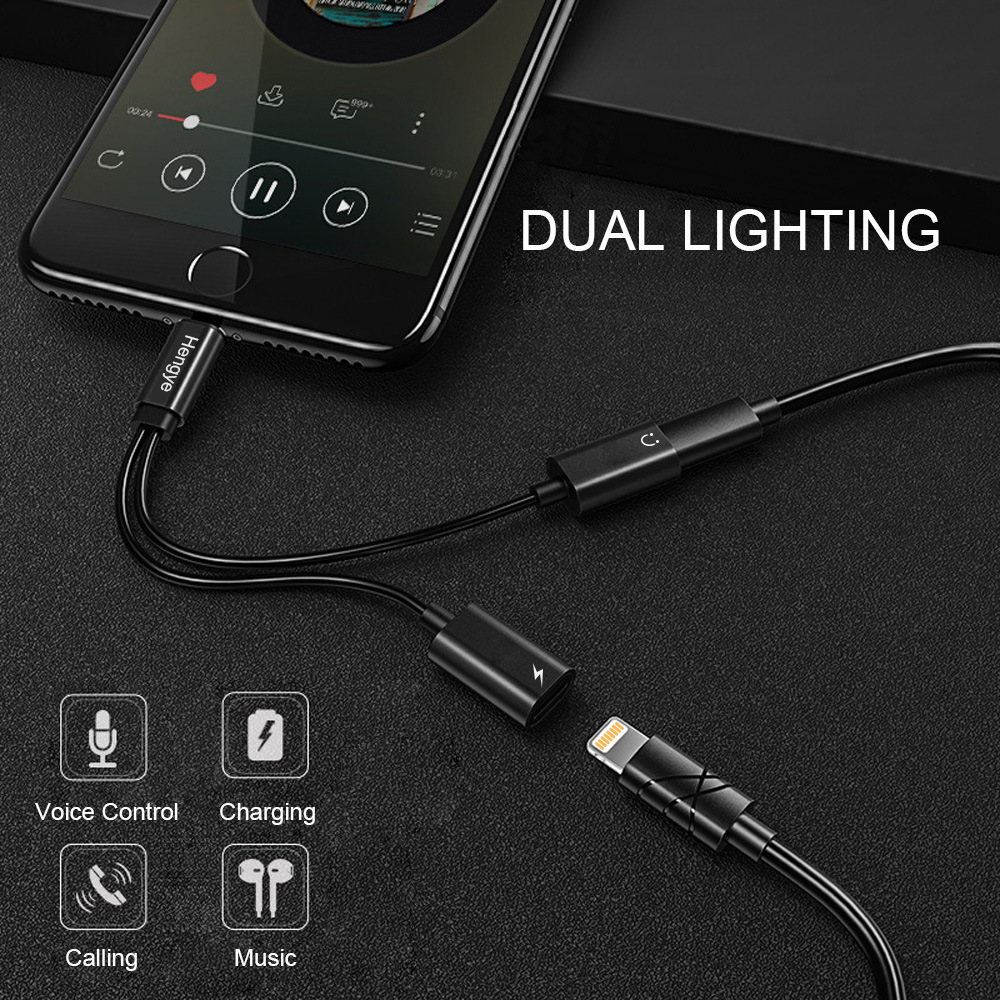 Kcable 蘋果通話耳機(jī)轉(zhuǎn)接線 iphone8/x雙母座充電二合一轉(zhuǎn)接頭