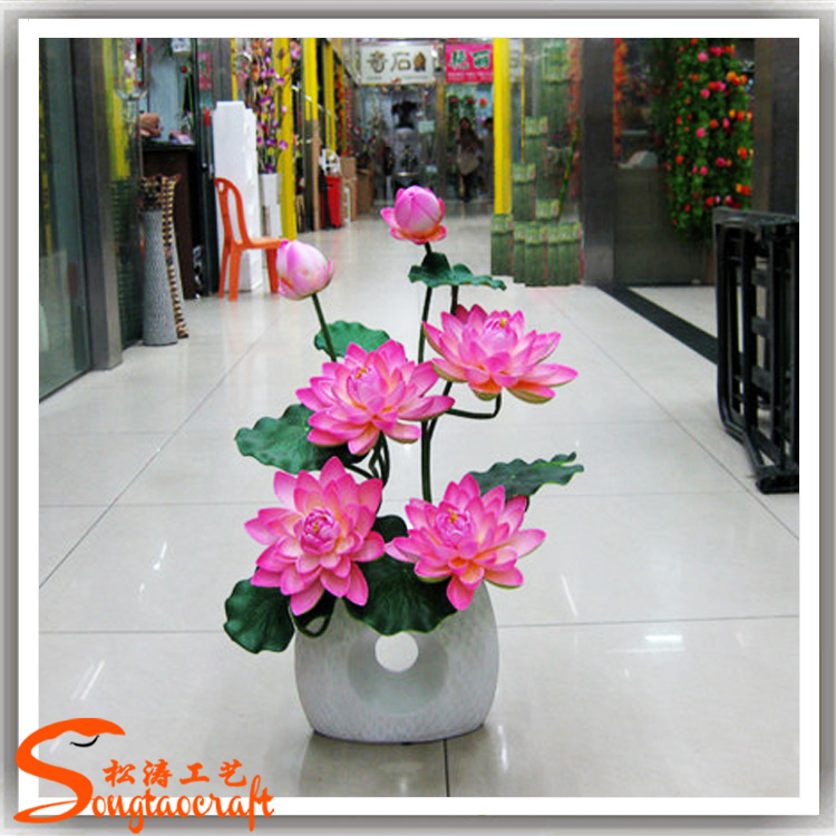 水族館仿真假荷花 水池塑料仿真荷花 義烏*仿真荷花