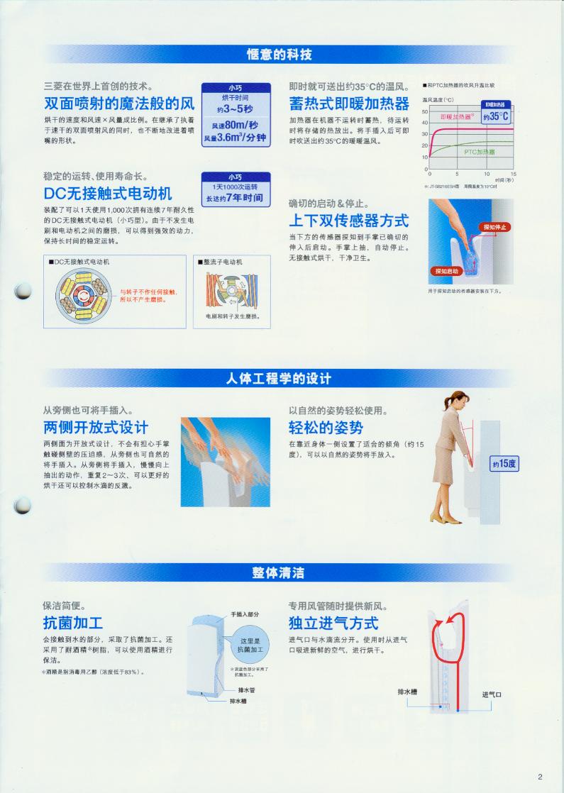 三菱雙面噴氣式干手機(jī)JT-SB216ESH