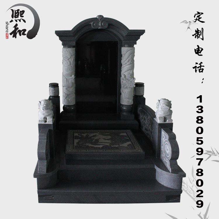 石材墓碑【熙和鳳山】廠家批發(fā)福建本地黑色花崗巖墓碑