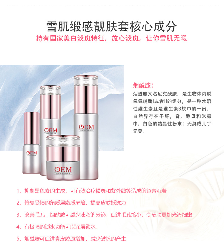 雪肌緞感靚膚套OEM美白淡斑收縮