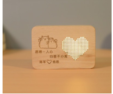 原木心形八音盒藍(lán)牙音響定制刻字實(shí)木質(zhì)LED遙控創(chuàng)意禮物燈3號倉庫