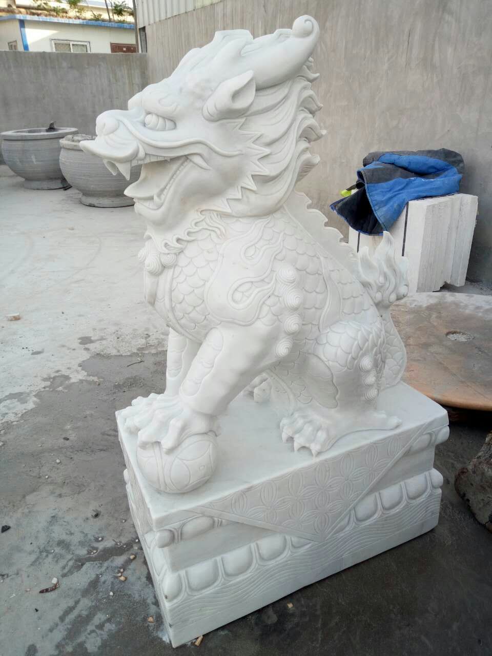 豐路雕塑 豐路雕塑 漢白玉石雕麒麟一對(duì) 鎮(zhèn)宅招財(cái)擺件