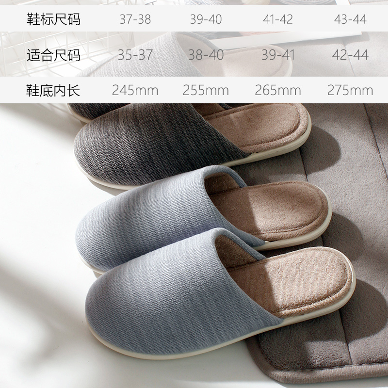 日系家居情侶棉拖鞋室內(nèi)木地板拖男女四季防滑室內(nèi)拖鞋秋冬季