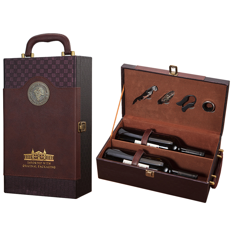 紅酒皮盒雙只裝 現(xiàn)貨紅酒包裝盒 紅酒禮盒葡萄酒包裝盒