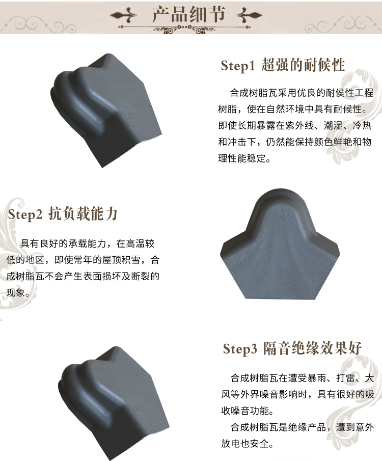 高波正脊瓦封頭 佛山樹脂瓦 樹脂瓦配件 正脊瓦 瓦封頭 高波瓦配件