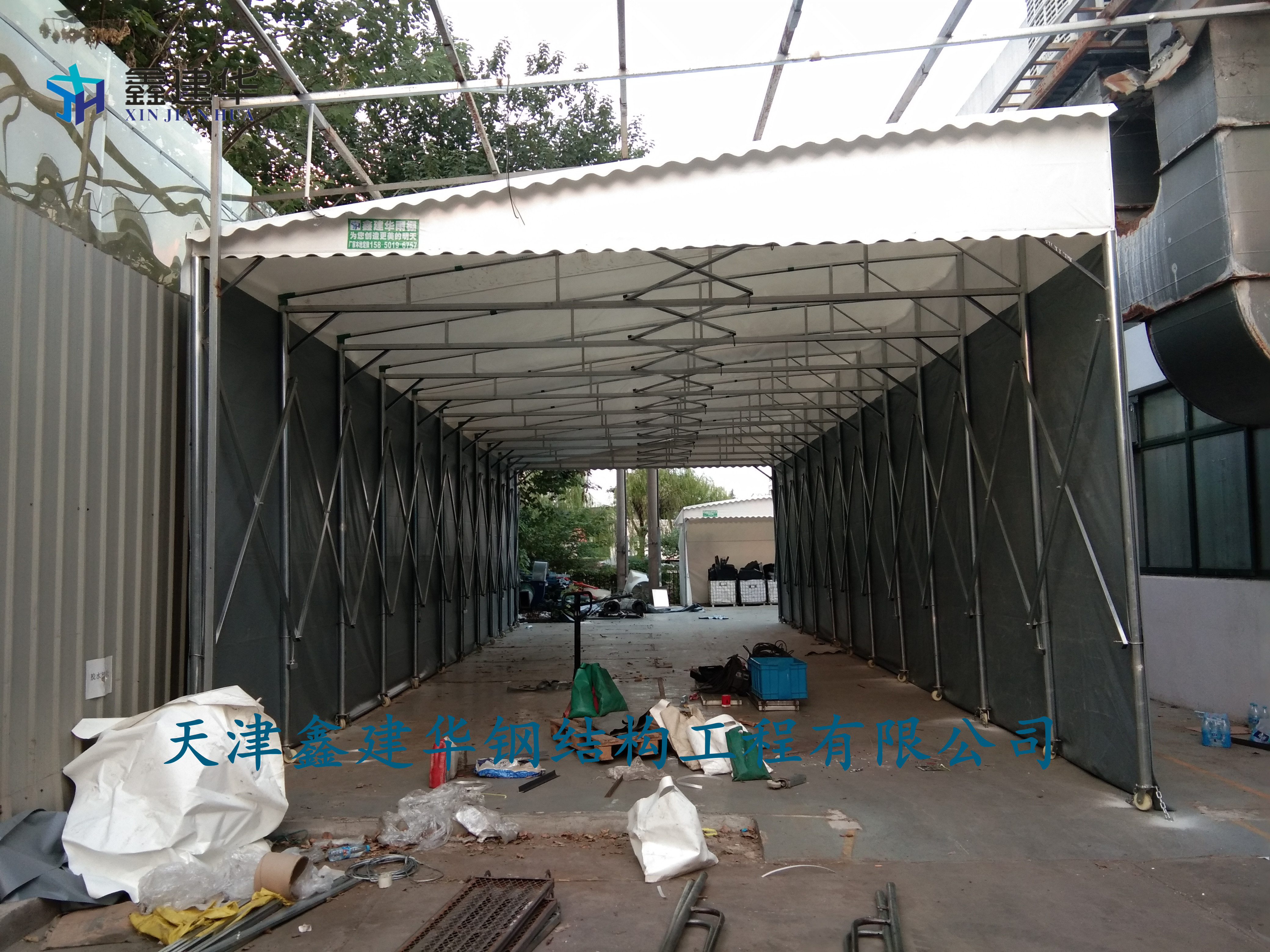天津移動倉庫收縮推拉蓬汽車棚遮陽帳篷大排檔伸縮雨棚