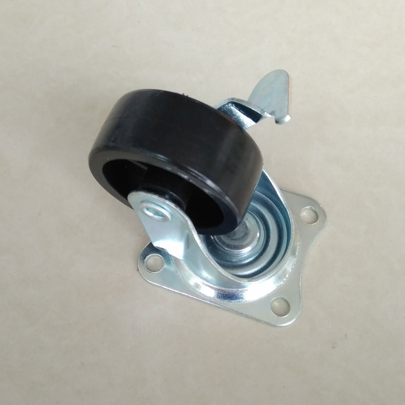 1.5寸黑PP萬向腳輪帶剎車 平板邊剎萬象輪 移動餐桌家具腳輪