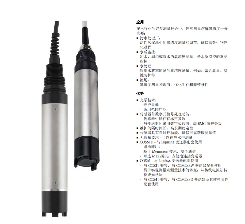 數(shù)字溶解氧分析儀COS61D-AAA1A3德國E+H溶氧探頭電極