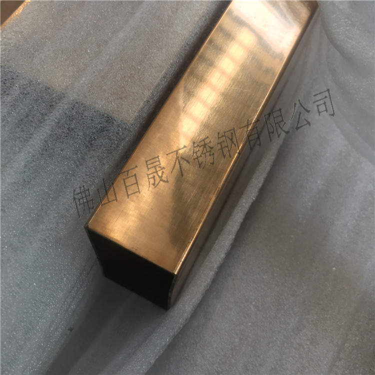 拉絲鈦金不銹鋼圓管鏡面玫瑰金不銹鋼方管黑鈦金不銹鋼扁管香檳金
