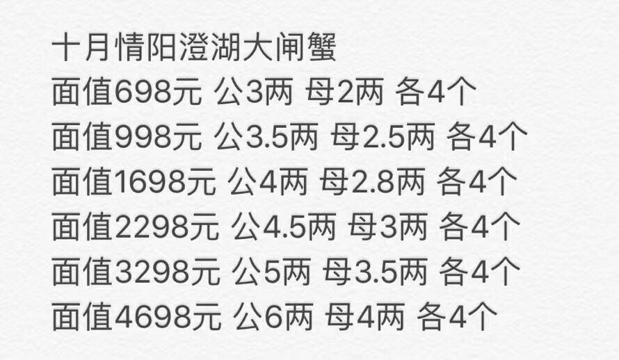 寧波周氏天澄十月情大閘蟹提貨券