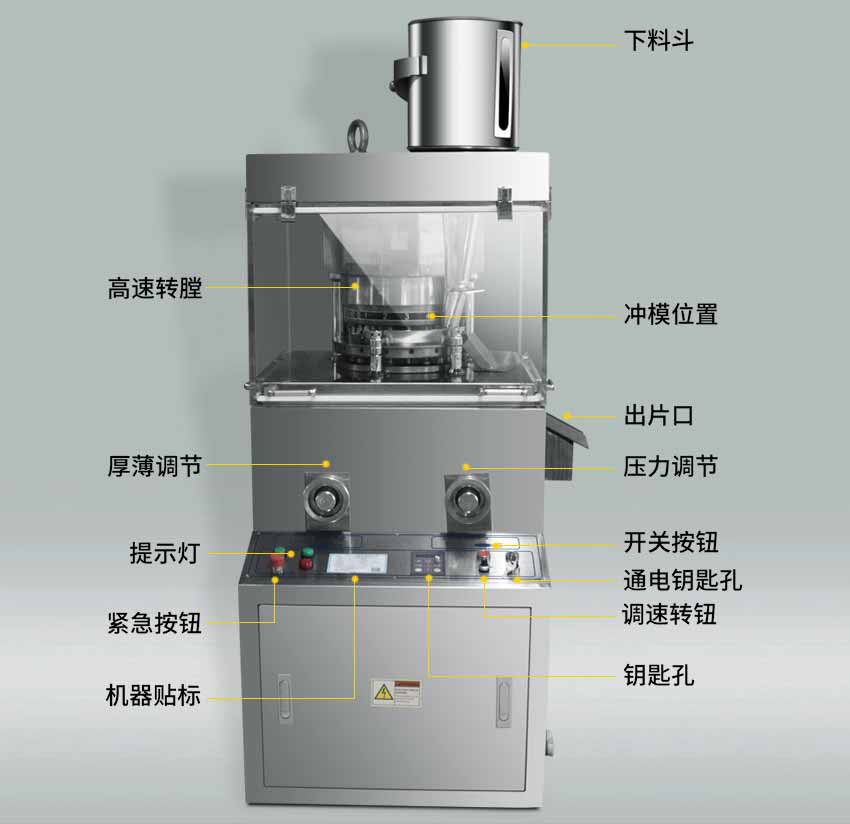 不銹鋼旋轉(zhuǎn)式壓片機，粉末顆粒壓制成片劑