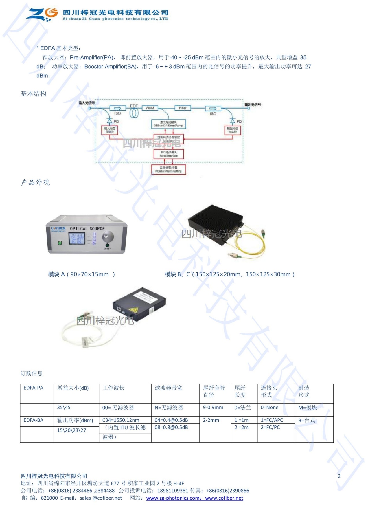 單波長摻餌光纖激光器、多波長增益 單波長摻餌光纖放大器、多波長增益