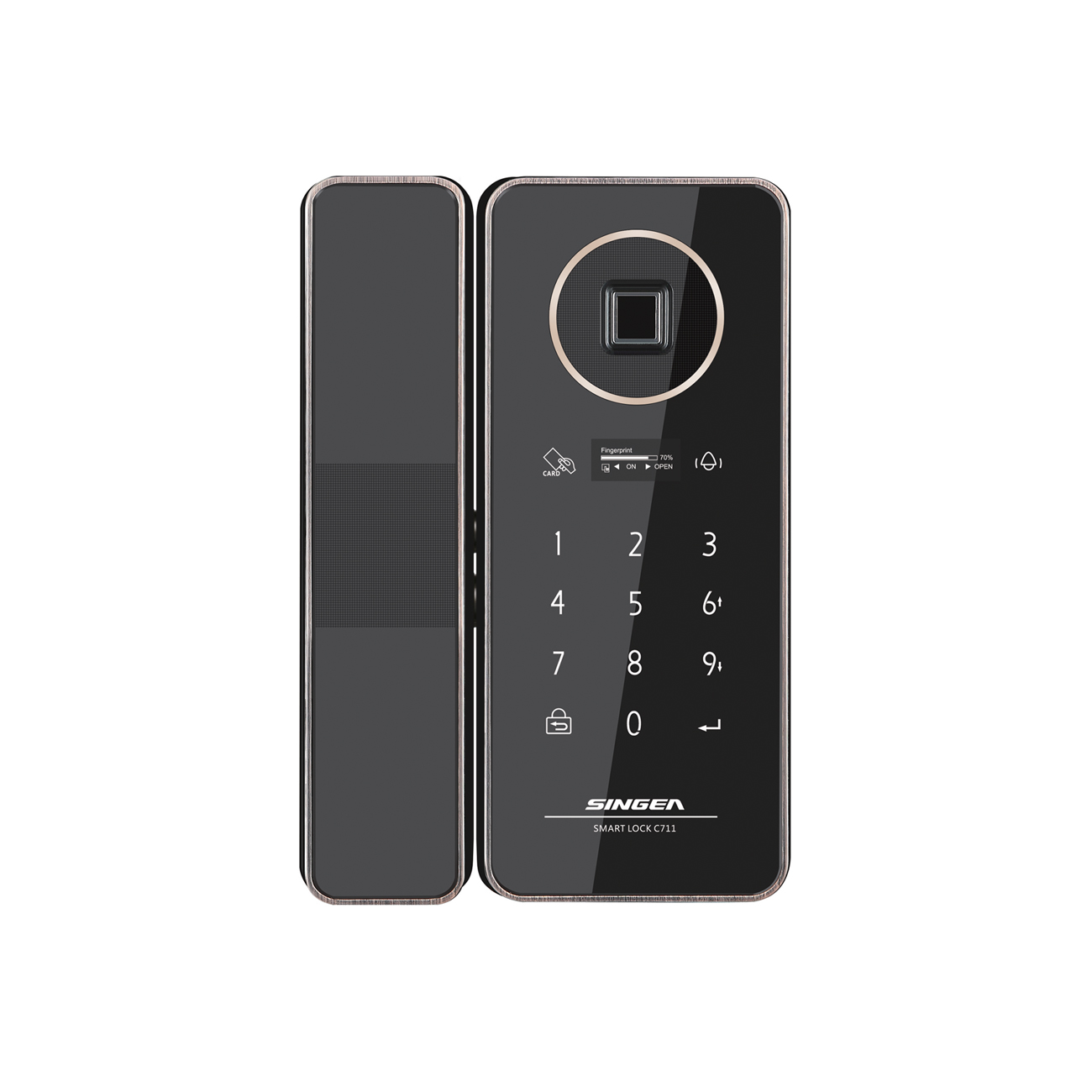 思歌711會(huì)呼吸的玻璃指紋鎖-米銀/香檳金/黑古銅半啞光漆