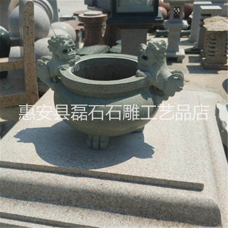 惠安石雕 青石雕刻盤龍香爐佛教用品寺廟香爐