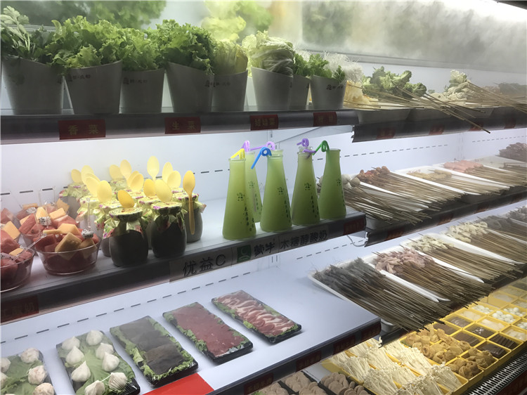 串串香展示柜多少錢一臺 帶噴霧風(fēng)幕柜 串串火鍋店自選菜保鮮柜