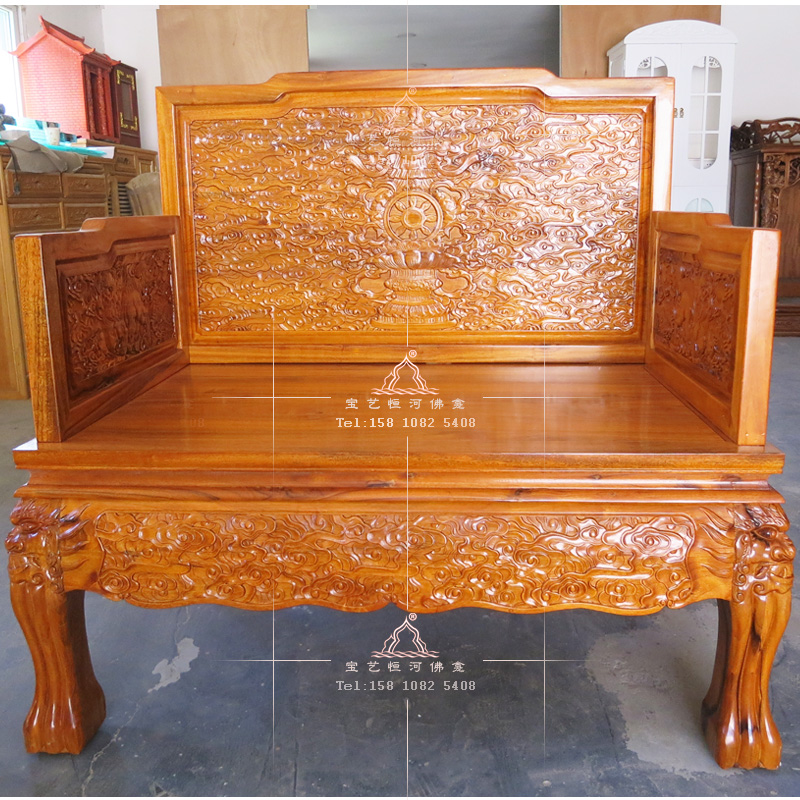 寶藝恒河實(shí)木雕刻密宗上師座椅   藏式法座密宗上師講經(jīng)臺(tái) 佛堂師父講經(jīng)座廠家直銷