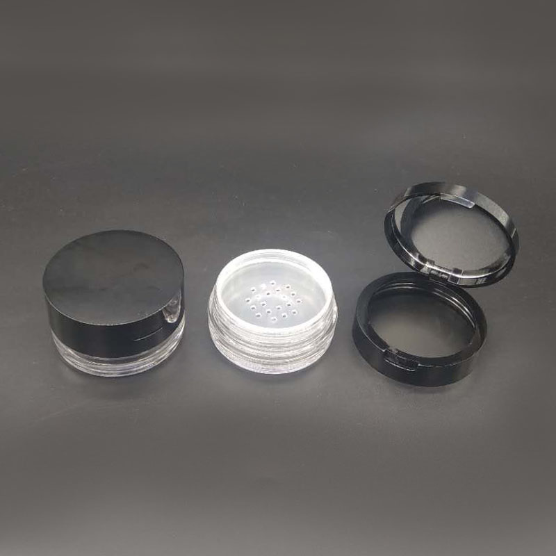 8249B散粉盒翻蓋帶鏡大容量定妝粉容器網(wǎng)塞圓形透明瓶包材廠家*